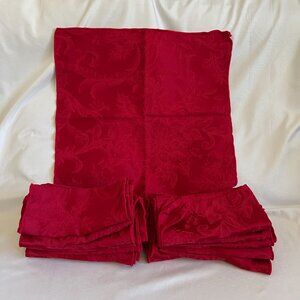 20 Red Damask Christmas Cloth Napkins Elegant Floral Pattern Reusable 17" Square